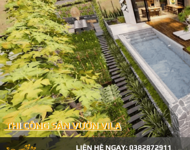 Thi công sân vườn vila